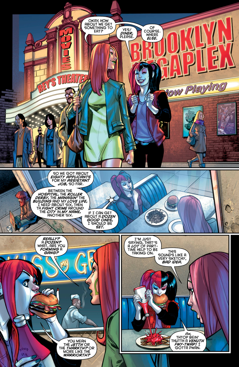 Illustration for article titled Exclusive DC preview: The Gang of Harleys assembles in Harley Quinn #16